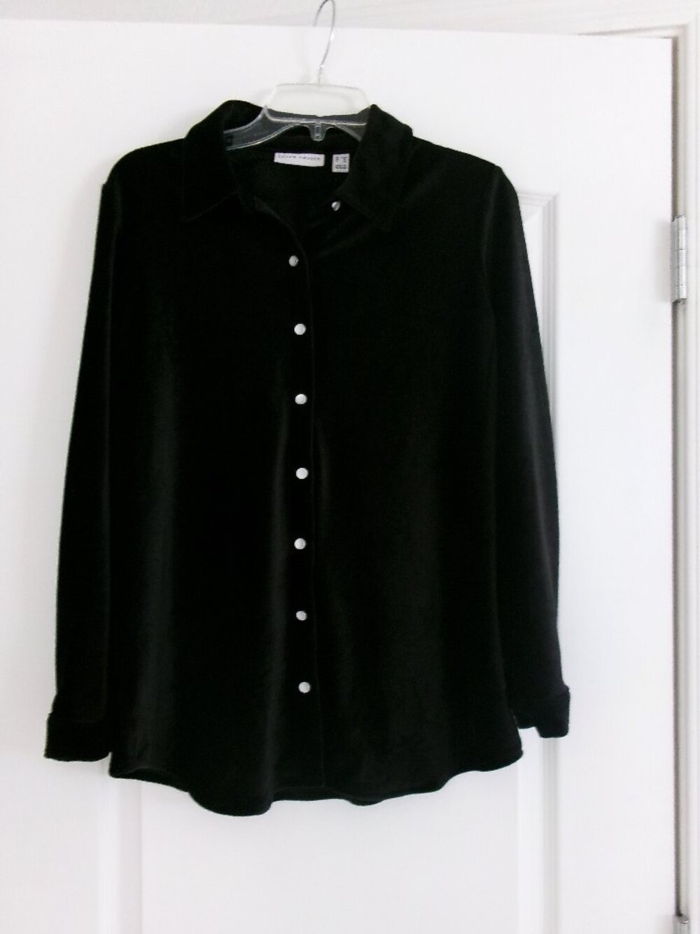 PerfSect Susan Graver Black Velour Shacket Button Down Shirt XSP / XS / S
